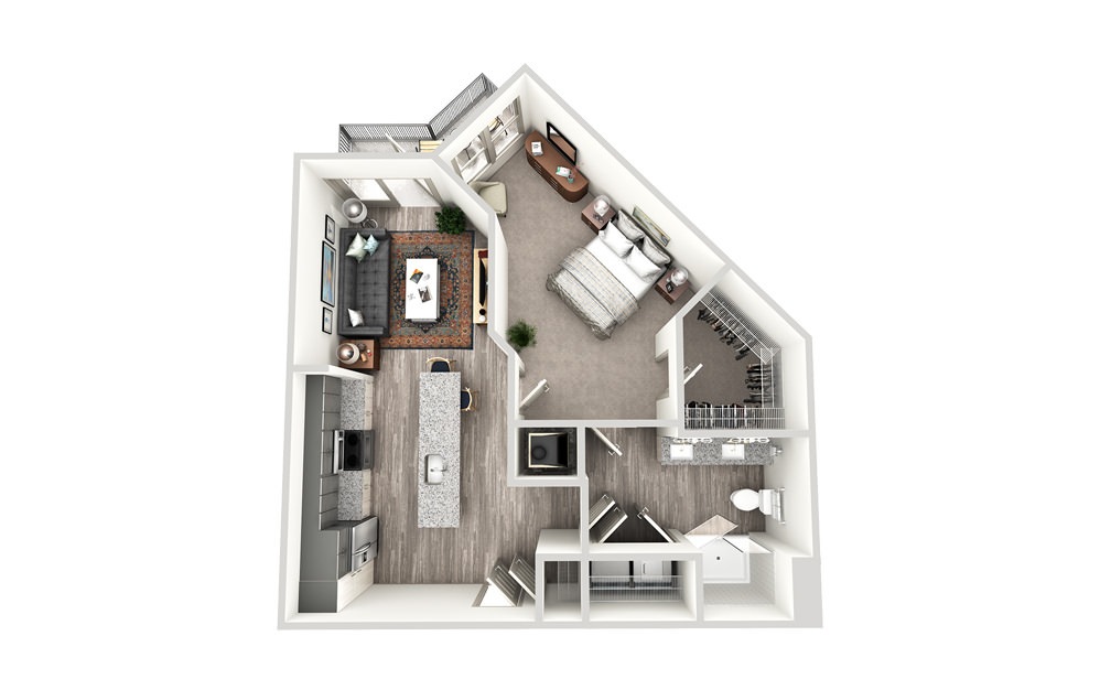 A2 - 1 bedroom floorplan layout with 1 bath and 779 square feet.