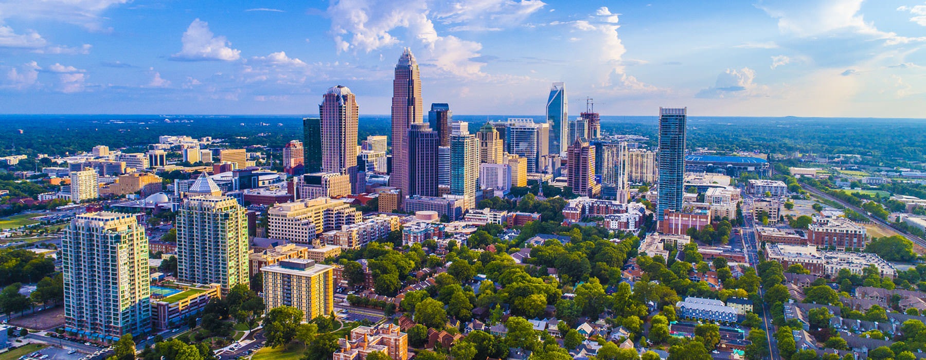 aerial view of downtown Charlotte, NC
