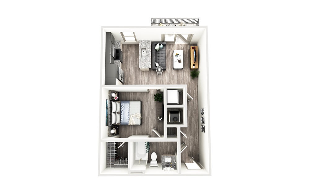 NS1 - 1 bedroom floorplan layout with 1 bath and 574 square feet.