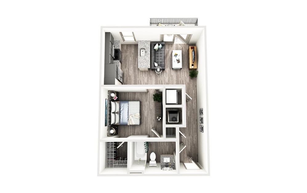 NS1 - 1 bedroom floorplan layout with 1 bathroom and 574 square feet